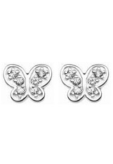 delightful mini butterfly cubic zirconia silver baby earrings